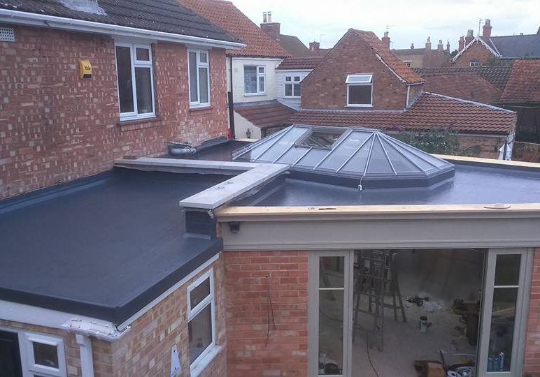 modern extension with grey roof